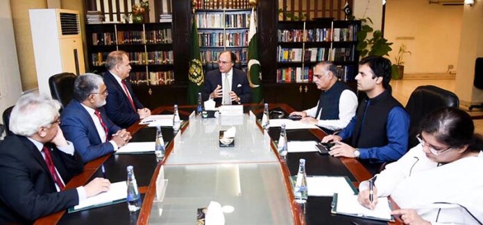 Federal Minister for Finance & Revenue Senator Muhammad Aurangzeb in a meeting with the delegation of Pakistan Tax Bar Association (PTBA)