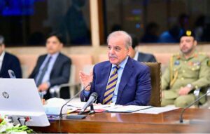 Prime Minister Muhammad Shehbaz Sharif addresses the federal cabinet