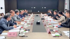 Senator Muhammad Aurangzeb Federal Minister for Finance & Revenue and Sardar Awais Ahmad Khan Laghari Minister for Energy (Power Division) held meeting with Mr. Pan Gongsheng, Governor People’s Bank of China (PBoC) and Cao Yuanyuan Deputy Secretary-General of National Association of Financial Market Institutional Investors (NAFMII) at PBoC Headquarters.