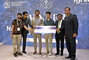 Federal Secretary, Ministry of Information Technology and Telecom, Capt. (Retd) Muhammad Mahmood addressing to seminar on National Championship Final Year Projects (NCFYP) 2022-23 of National Grassroots ICT Research Initiative.