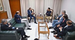 Federal Minister for Education and Professional Training, Dr. Khalid Maqbool Siddiqui meeting with Deputy Speaker of New York State Assembly Mr. Philip Ramos at Ministry of Education.