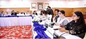 Coordinator to the Prime Minister on Climate Change and Environmental Coordination, Romina Khurshid Alam addressing as a chief guest at a high-level roundtable discussion on plastic waste management in Pakistan.