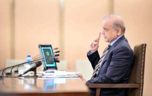 Prime Minister Muhammad Shehbaz Sharif addresses the federal cabinet