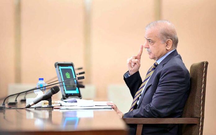 Prime Minister Muhammad Shehbaz Sharif addresses the federal cabinet