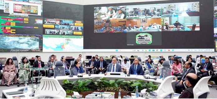 Federal Minister of Planning, Development & Special Initiatives Ahsan Iqbal presiding 1st meeting of Disaster Response at NEOC, NDMA Headquarters