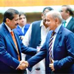 Prime Minister Muhammad Shehbaz Sharif interacts with the Parliamentarians during a session of the National Assembly
