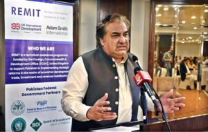 Federal Secretary Board of Investment Rahim Hayat Qureshi addressing at workshop on "Modernised Inspection Regime (MIR)"