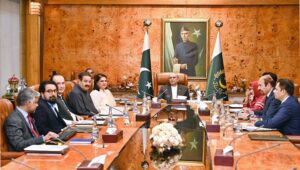 President Asif Ali Zardari being briefed about the Benazir Income Support Program (BISP) by Chairperson BISP, Mrs. Rubina Khalid at Aiwan-e-Sadr.