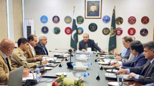 Interior Minister Mohsin Naqvi chairing a meeting regarding maintenance of law and order during Muharram