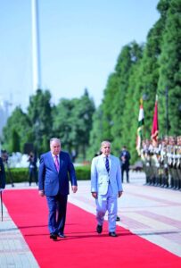 Prime Minister Muhammad Shehbaz Sharif receives guard of honor at the Qasr-e-Millat.