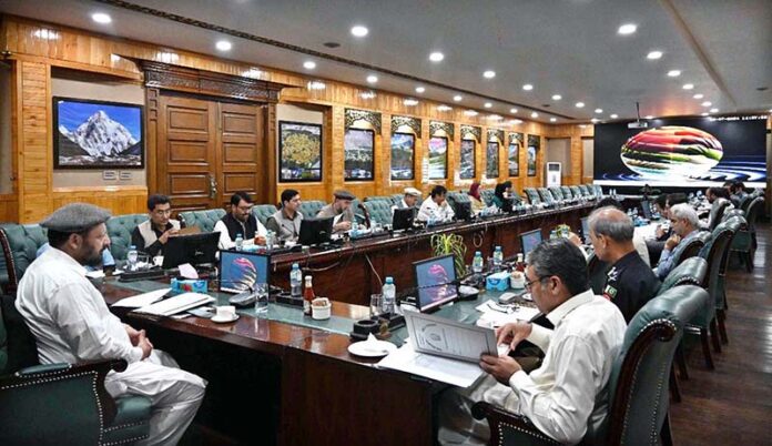 Chief Minister Gilgit-Baltistan Haji Gulbar Khan presiding over the cabinet meeting at CM Secretariat