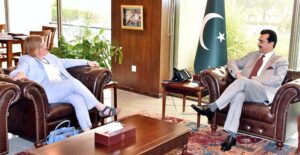 Chairman Senate, Syed Yousuf Raza Gilani in a meeting with Italian Ambassador to Pakistan, H.E. Marilina Armellin at Parliament House.