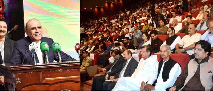 President Asif Ali Zardari addressing the Professor Waris Mir Memorial Seminar