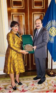 Chairman Prime Minister's Youth Program, Rana Mashhood calls on Secretary General of the Commonwealth, The Rt Hon Patricia Scotland KC at the Commonwealth Secretariat.