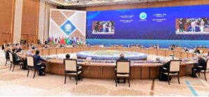 Prime Minister Muhammad Shehbaz Sharif addresses the Shanghai Cooperation Organisation Plus Summit.