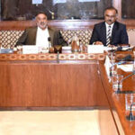 Senator Jam Saifullah Khan, chairman senate standing committee on railways presiding over a meeting of the committee at Parliament House