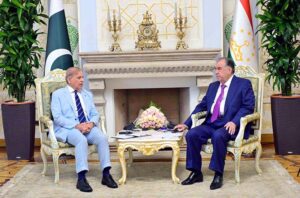 Prime Minister Muhammad Shehbaz Sharif meets the President of Tajikistan H.E. Emomali Rahmon in Qasr-e-Millat, Tajikistan.