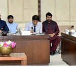 Senator Agha Shahzaib Durrani, chairman senate standing committee on problems of less developed areas presiding over a meeting of the committee at Parliament House