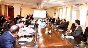 Federal Minister for Finance and Revenue Senator Muhammad Aurangzeb chairing the Advisory Committee Meeting on Release of International Mobile Telephony (IMT) Spectrum for Next-Generation Mobile Broadband Services in Pakistan