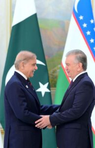 Muhammad Shehbaz Sharif meets with President of Uzbekistan H.E. Shavkat Mirziyoyev on the sidelines of Shanghai Cooperation Organisation Summit.
