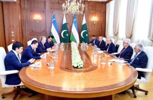 Prime Minister Muhammad Shehbaz Sharif meets with President of Uzbekistan H.E. Shavkat Mirziyoyev on the sidelines of Shanghai Cooperation Organisation Summit.