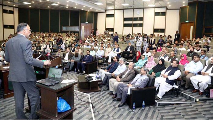 Federal Minister for Planning, Development, and Special Initiatives, Ahsan Iqbal addressing the Seventh Agricultural Census 2024 at a ceremony held by the Pakistan Bureau of Statistics (PBS)