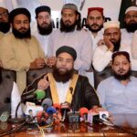 Chairman Pakistan Ullema Council & Special Assistant for interfaith Harmony, Hafiz Tahir Mehmood Ashrafi addressing a Press conference