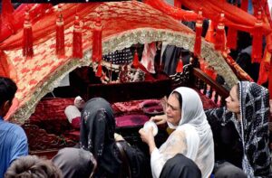 A large number of mourners attending the procession of 9th Muharram-ul-Haram. Muharramul Harram known as the first month of the Islamic calendar and the mourning month in remembrance of the martyrdom (Shahadat) of Hazrat Imam Hussain (RA), the grandson of the Holy Prophet Mohammad (PBUH)