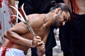 A large number of mourners attending the procession on 10th of Muharram-ul-Haram. Muharram is the mourning month in remembrance of the martyrdom (Shahadat) of Hazrat Imam Hussain (RA), the grandson of the Holy Prophet Mohammad (PBUH).