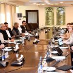 Federal Minister for Finance and Revenue Senator Muhammad Aurangzeb in a meeting with the delegation from British International Investment (BII) Board