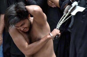 A large number of mourners attending the procession on 10th of Muharram-ul-Haram. Muharram is the mourning month in remembrance of the martyrdom (Shahadat) of Hazrat Imam Hussain (RA), the grandson of the Holy Prophet Mohammad (PBUH).