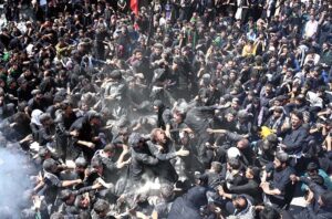 A large number of mourners attending the Ashura procession on 10th of the Holy Month of Muharramul Harram. Muharram is the mourning month in remembrance of the martyrdom (Shahadat) of Hazrat Imam Hussain (RA), the grandson of the Holy Prophet Mohammad (PBUH).