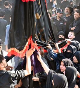 A large number of mourners attending the Ashura procession on 10th of the Holy Month of Muharramul Harram. Muharram is the mourning month in remembrance of the martyrdom (Shahadat) of Hazrat Imam Hussain (RA), the grandson of the Holy Prophet Mohammad (PBUH).