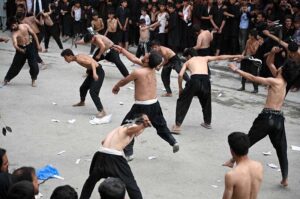A large number of mourners attending the Ashura procession on 10th of the Holy Month of Muharramul Harram. Muharram is the mourning month in remembrance of the martyrdom (Shahadat) of Hazrat Imam Hussain (RA), the grandson of the Holy Prophet Mohammad (PBUH).