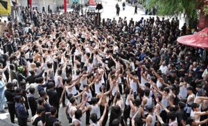 A large number of mourners attending the Ashura procession on 10th of the Holy Month of Muharramul Harram. Muharram is the mourning month in remembrance of the martyrdom (Shahadat) of Hazrat Imam Hussain (RA), the grandson of the Holy Prophet Mohammad (PBUH).