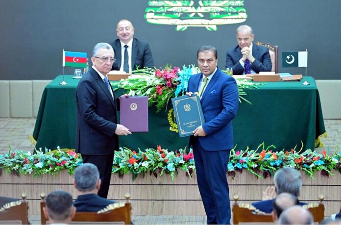 President of Azerbaijan H.E. Mr Ilham Aliyev and Prime Minister of Pakistan H.E. Muhammad Shehbaz Sharif witnesses the signing of MoUs and Agreements in various sectors between Pakistan and Azerbaijan