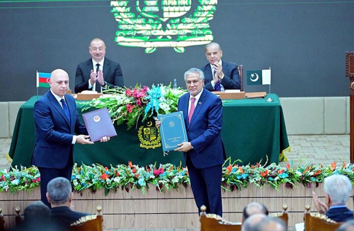 President of Azerbaijan H.E. Mr Ilham Aliyev and Prime Minister of Pakistan H.E. Muhammad Shehbaz Sharif witnesses the signing of MoUs and Agreements in various sectors between Pakistan and Azerbaijan