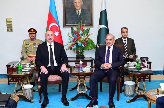 President of Azerbaijan H.E. Ilham Aliyev and Prime Minister of Pakistan H.E Muhammad Shehbaz Sharif meeting