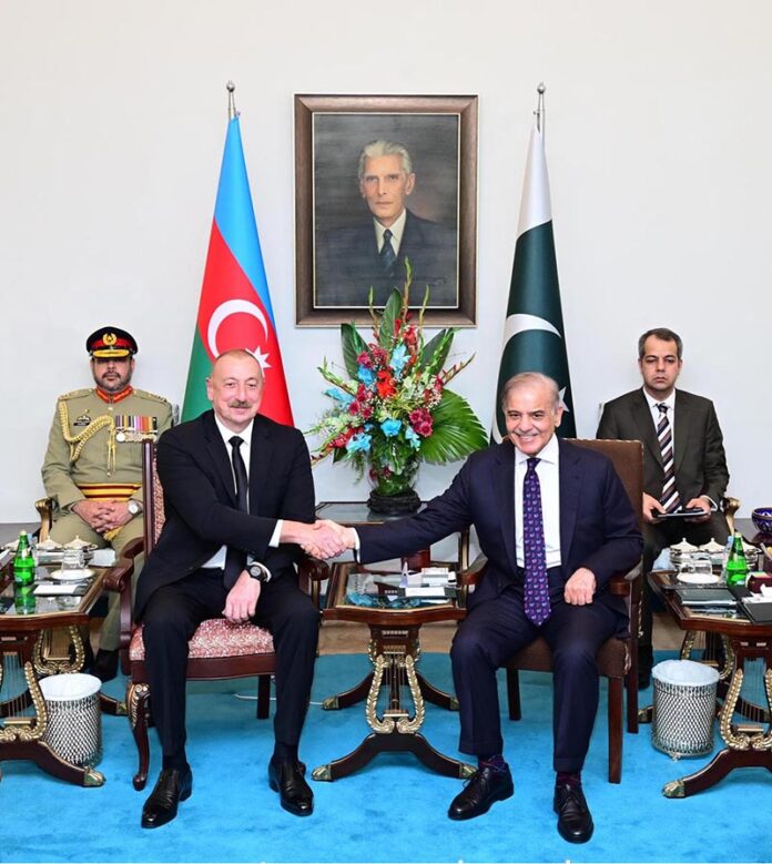 President of Azerbaijan H.E. Ilham Aliyev and Prime Minister of Pakistan H.E Muhammad Shehbaz Sharif meeting