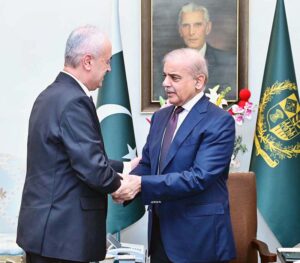 Outgoing Ambassador of Palestine H.E. Ahmad Jawad A.A. Rabei called on Prime Minister Muhammad Shehbaz Sharif.