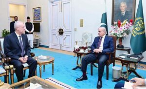 Outgoing Ambassador of Palestine H.E. Ahmad Jawad A.A. Rabei called on Prime Minister Muhammad Shehbaz Sharif.