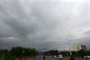 A beautiful view of thick clouds hovering over the skies of Federal Capital.