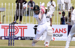 Players in action during the fourth day of the 1st Test Cricket Match playing between Pakistan and Bangladesh at Pindi Cricket Stadium.