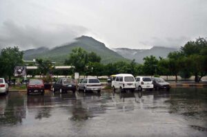 The Faisal Masjid with a beautiful view of the clouds hovering over the Margalla Hills in Federal Capital.