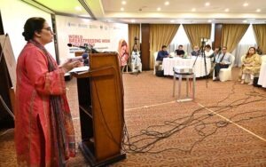 Coordinator to Prime Minister on Climate Change Romina Khurshid Alam addressing at the National Nutrition Advocacy Dialogue with Parliamentarians as part of the World Breastfeeding Week.
