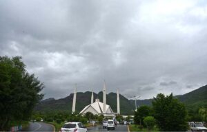 A beautiful view of thick clouds hovering over the skies of Federal Capital.