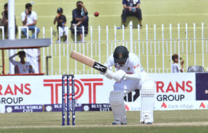 Players in action during the fourth day of the 1st Test Cricket Match playing between Pakistan and Bangladesh at Pindi Cricket Stadium.