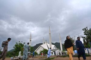A beautiful view of thick clouds hovering over the skies of Federal Capital.