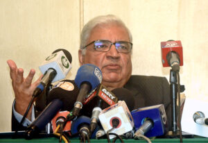 Federal Ombudsman of Pakistan Ejaz Ahmed Qureshi addressing to media persons.