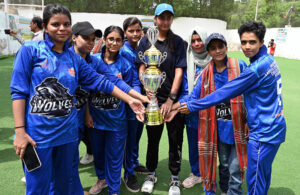 Players in action during Independence Day cricket tournament 2024 at Dialdas club.